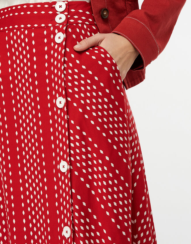 Itria Printed Midi Skirt, Red (RED), large