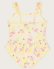 Baby Flamingo Stripe Skirt Swimsuit, Yellow (YELLOW), large