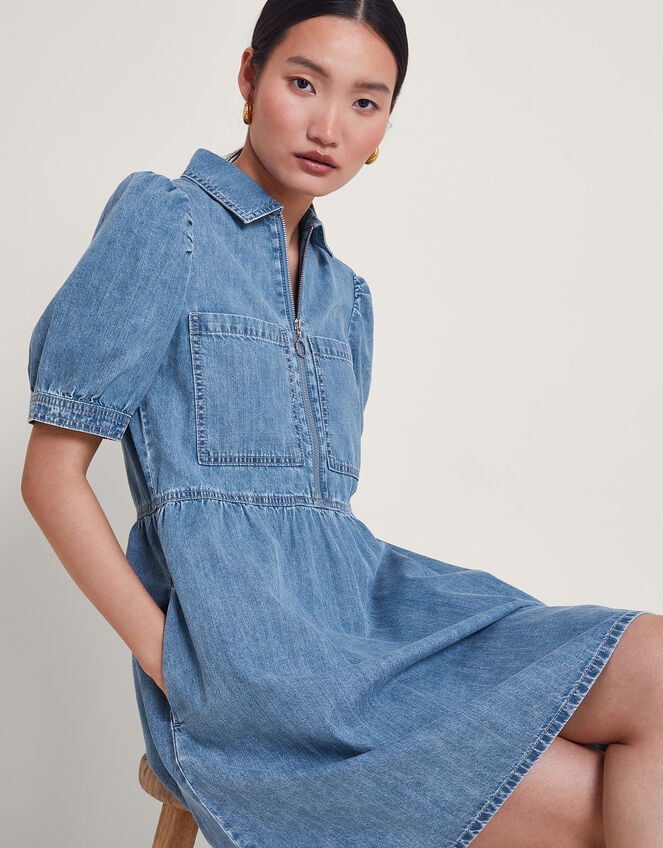 Adeena Denim Mini Dress, Blue (DENIM BLUE), large