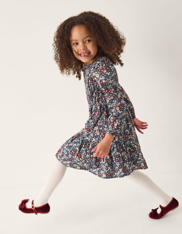 Ditsy Floral Long Sleeve Dress, Blue (NAVY), large