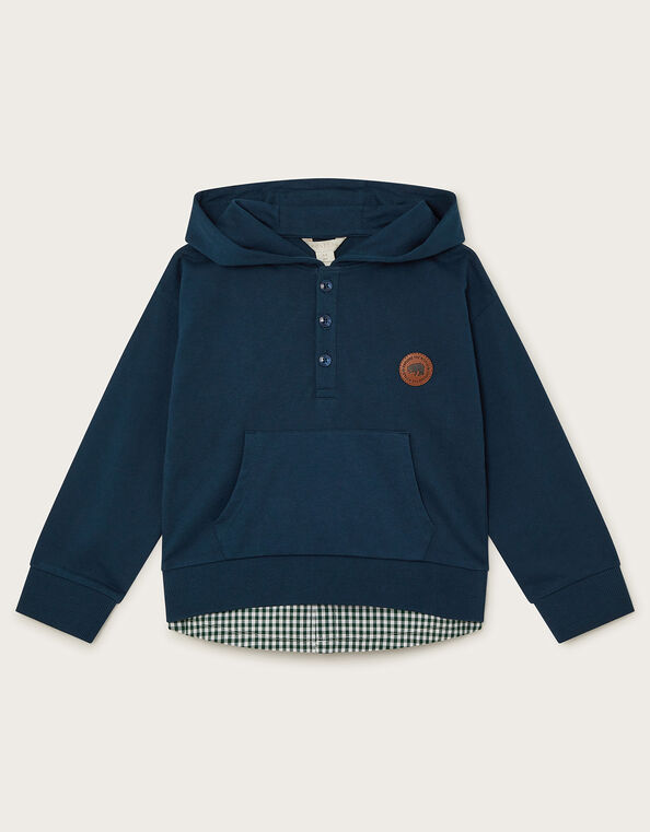 Hooded Shirt Sweater, Blue (NAVY), large