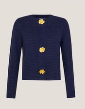 Brianne Floral Button Cardigan, Blue (NAVY), large