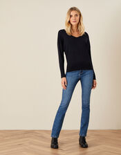 Heat-Seal Gem V-Neck Jumper, Blue (NAVY), large