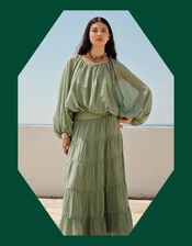 Devotion Twins Willow Balloon Blouse, Green (GREEN), large