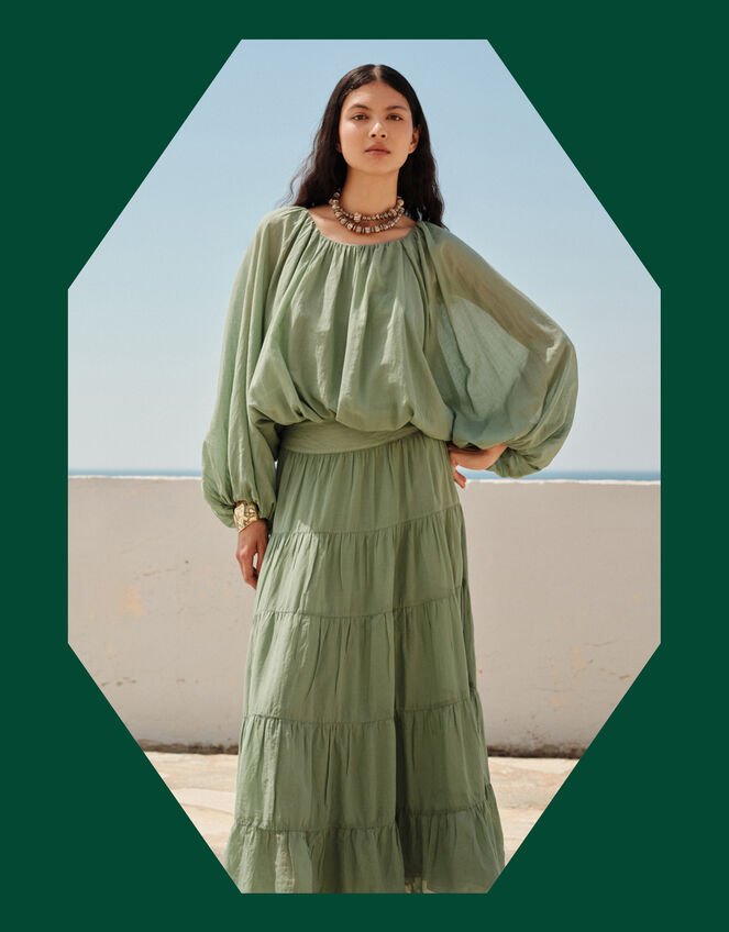 Devotion Twins Willow Balloon Blouse, Green (GREEN), large