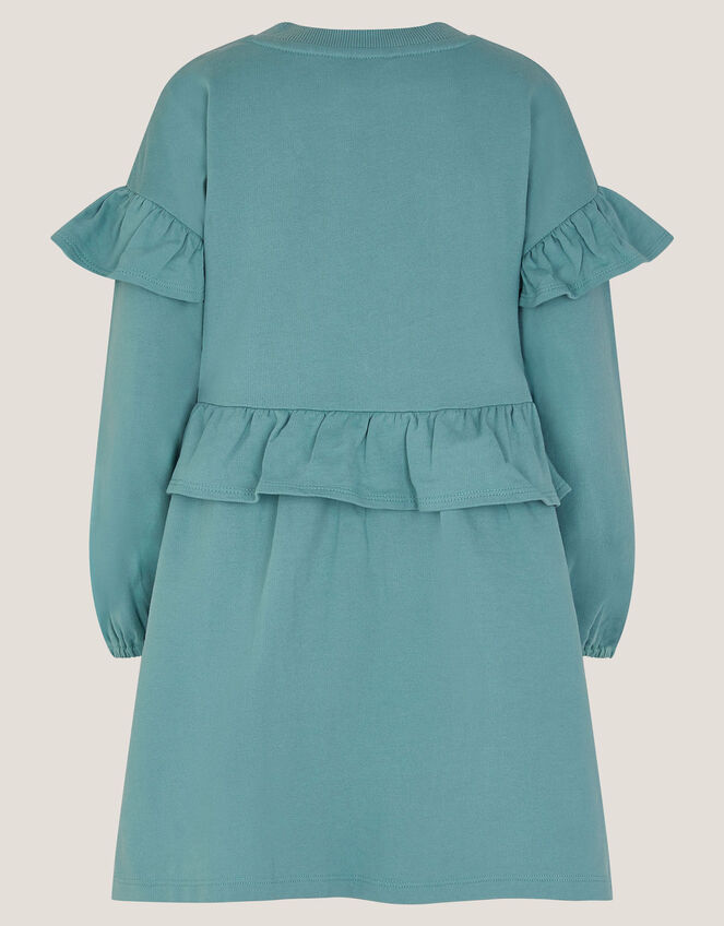 Floral Appliqu&eacute; Sweatshirt Dress, Green (GREEN), large