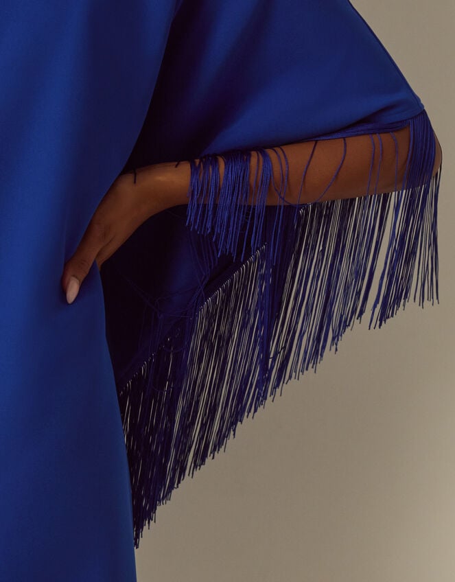 Novi High-Neck Fringe Mini Dress, Blue (COBALT), large