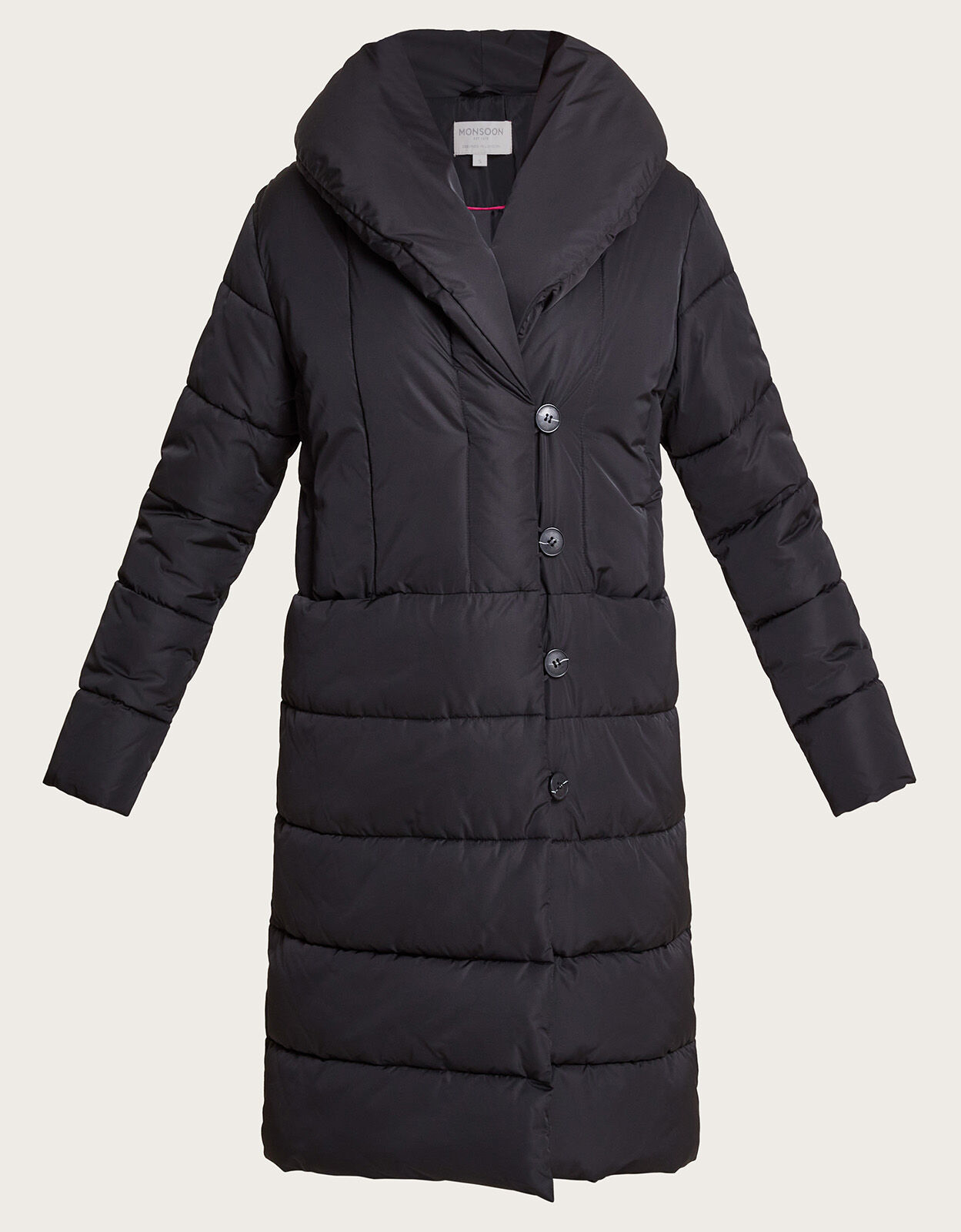 Stephie Stitch Detail Padded Coat Black