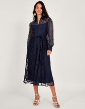 Gabriella Lace Shirt Dress, Blue (NAVY), large