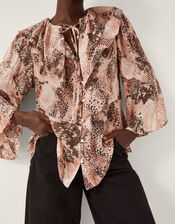 Synthia Snake Print Blouse, Pink (BLUSH), large