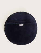 Round Smocked Cushion, Blue (NAVY), large