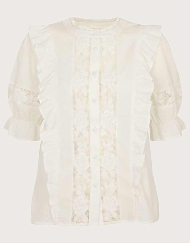 Annette Crochet Trim Blouse , Ivory (IVORY), large