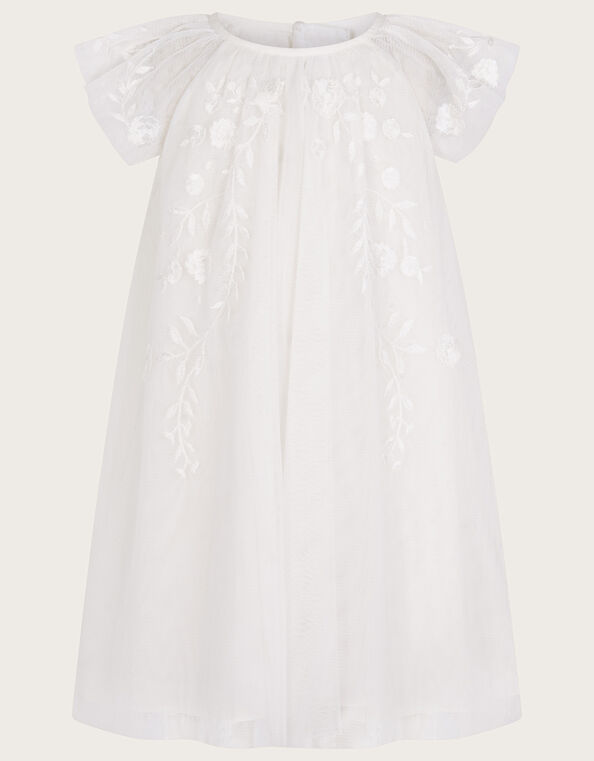 Baby Amelia Net Embroidered Dress, Ivory (IVORY), large