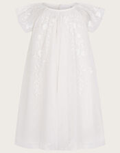 Baby Amelia Net Embroidered Dress, Ivory (IVORY), large