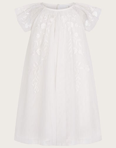 Baby Amelia Net Embroidered Dress Ivory, Ivory (IVORY), large