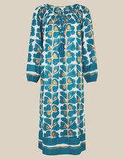 Leila Print Midi Beach Dress, Teal (TEAL), large
