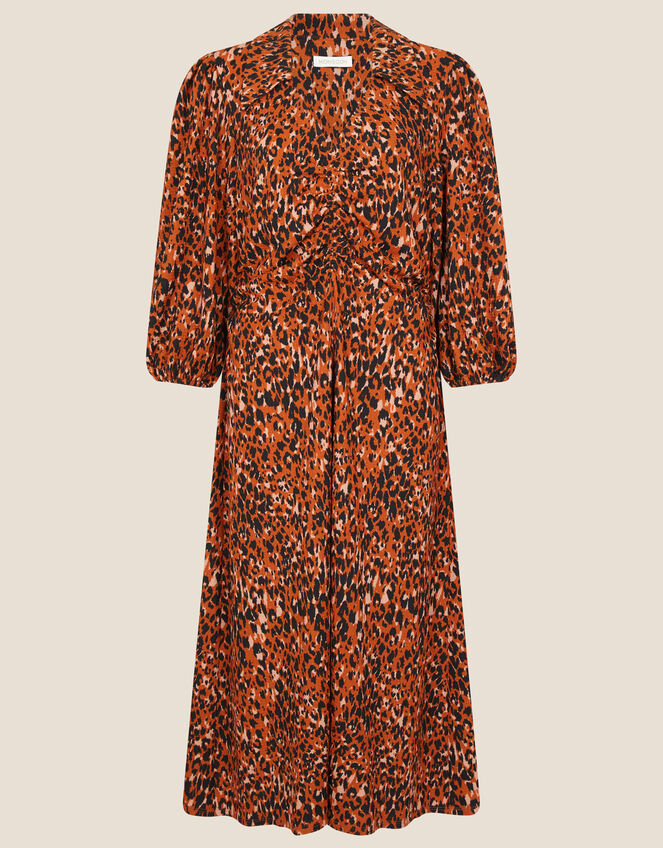Animal Jersey Printed Ruched Dress , Natural (NATURAL), large