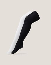 2-Pack Plain Tights, Black (BLACK), large