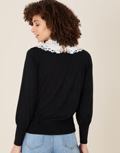 Embroidered Collar Jumper, Black (BLACK), large