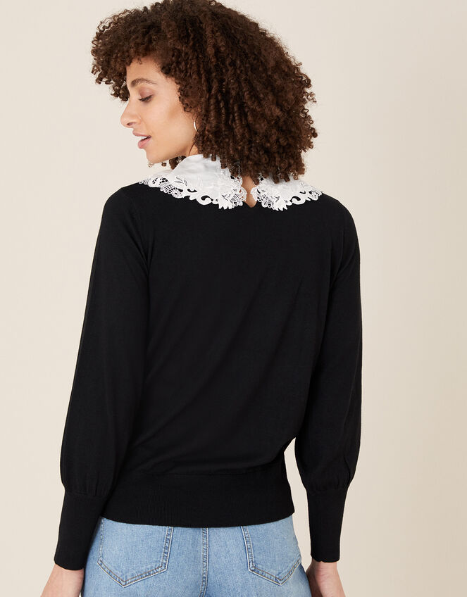Embroidered Collar Jumper, Black (BLACK), large