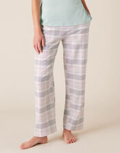 Check Print Pyjama Bottoms in Pure Cotton, Grey (GREY), large