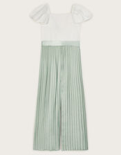 Satin Pleated Jumpsuit, Green (GREEN), large