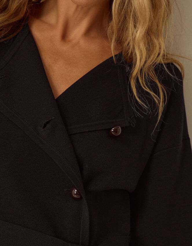 Bess Belted Knit Jacket, Black (BLACK), large