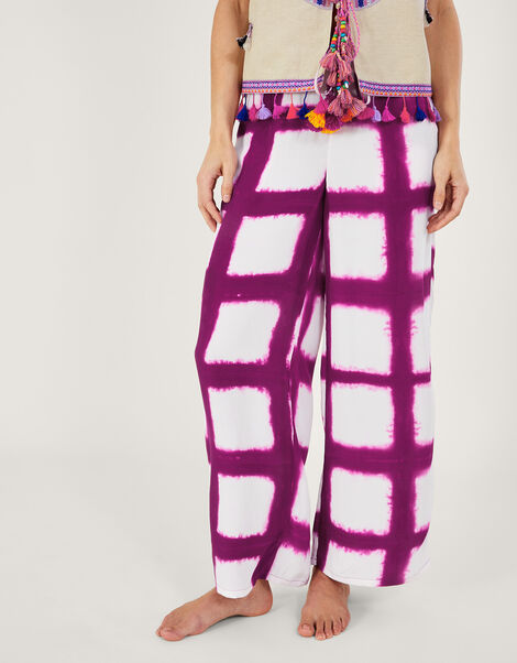 Tassel Waist Tie Dye Trousers, Pink (PINK), large