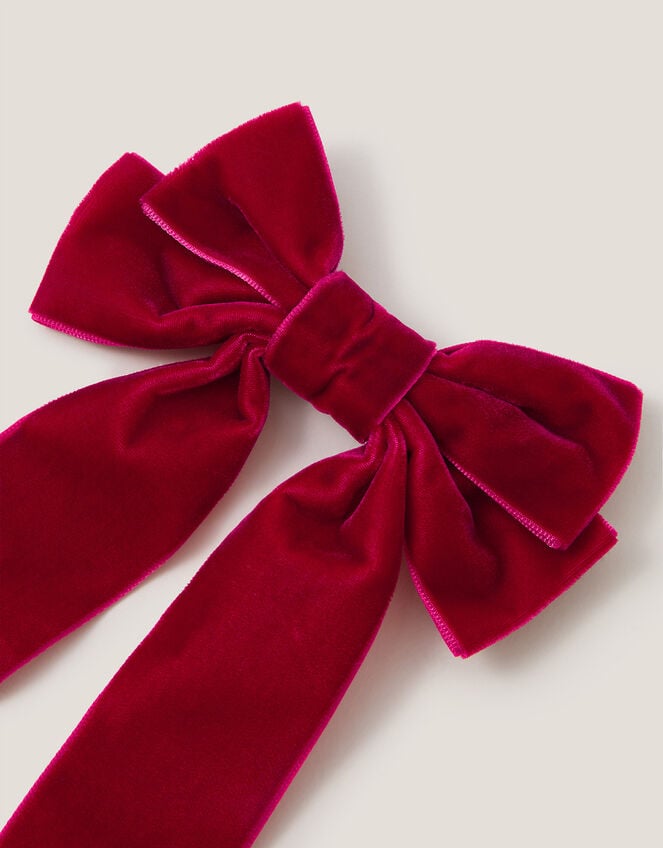 Velvet Ribbon Bow Hair Clip, , large