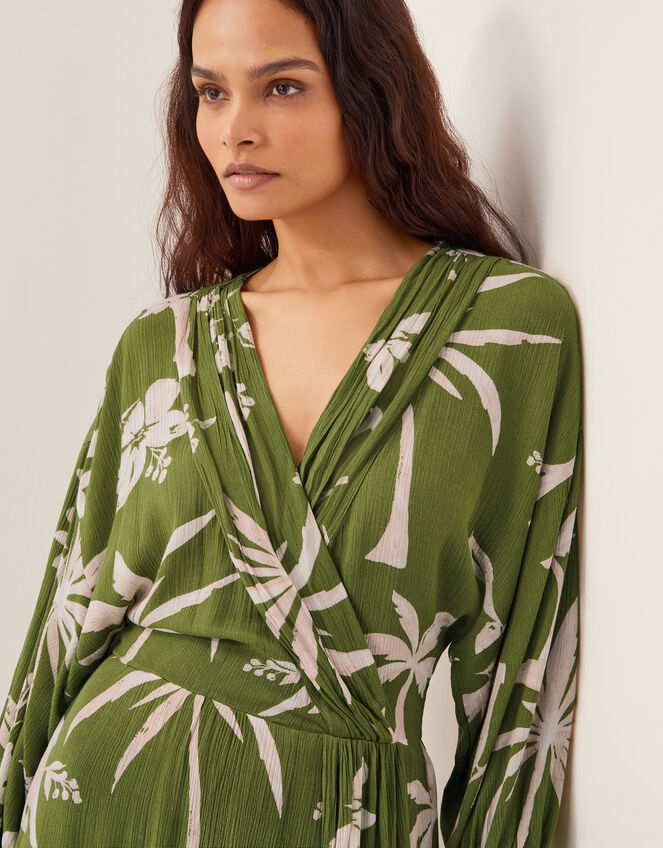 Mariam Leaf Print Mini Dress, Green (GREEN), large