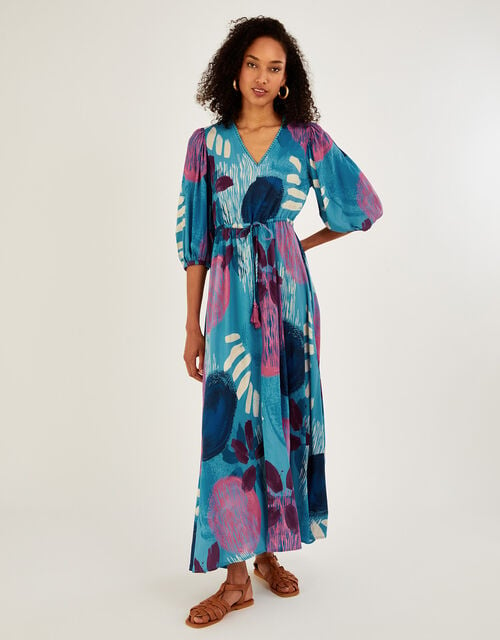 Large Scale Print Maxi Dress, Teal (TEAL), large