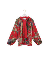 One Hundred Stars Primula Pussybow Blouse, Red (BERRY), large