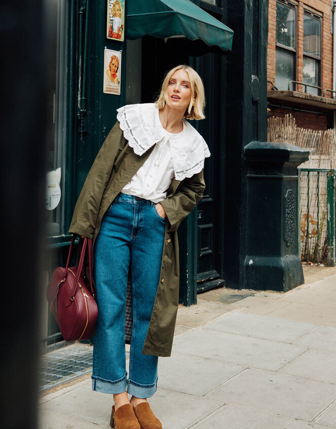Connie Puff Sleeve Collar Blouse, Ivory (IVORY), large