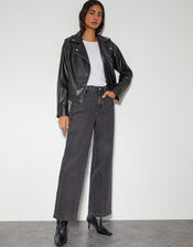 Paloma Faux Leather Biker Jacket, Black (BLACK), large