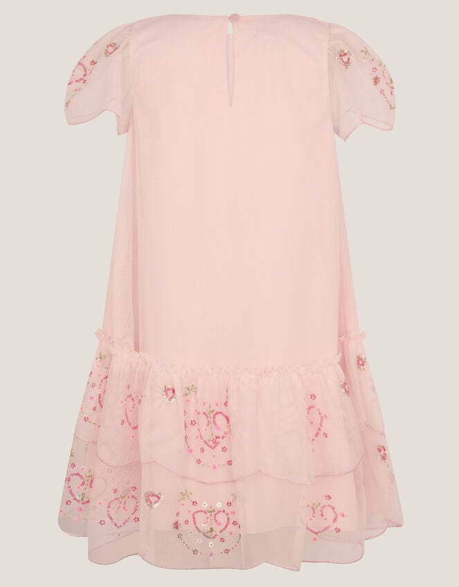 Heart Embellished Mesh Party Dress, Pink (PINK), large