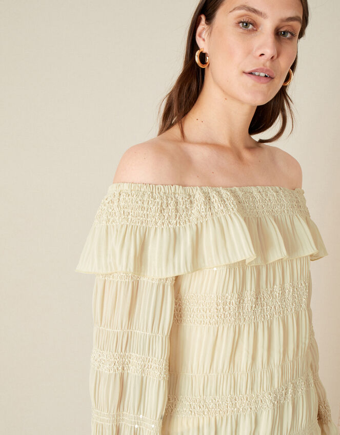Plain Off-Shoulder Top, Cream (CREAM), large