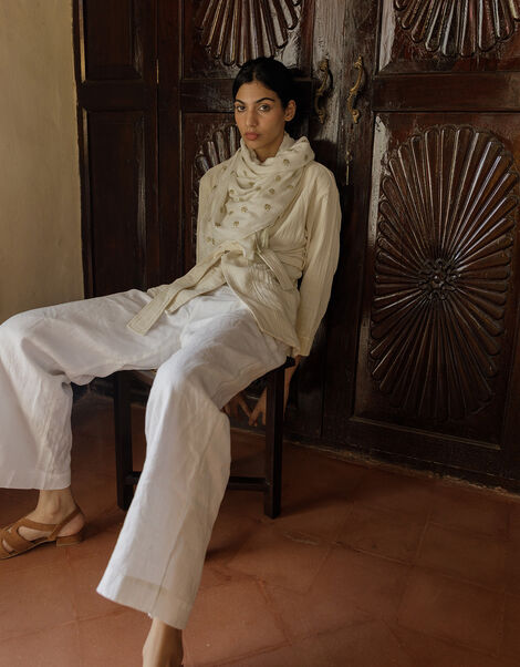 Pull-On Linen Trousers, White (WHITE), large