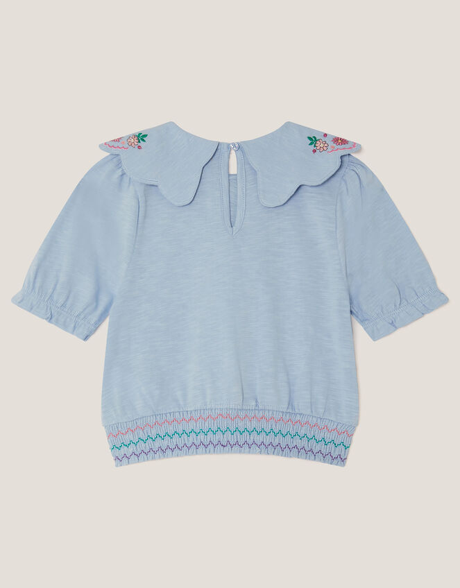 Embroidered Scallop Collar Top, Purple (LILAC), large