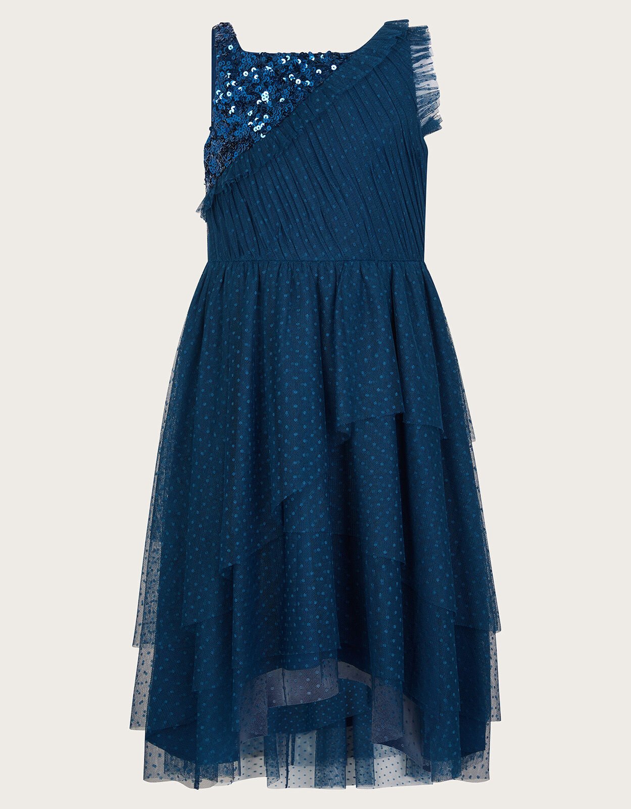 Kylie Sequin Shoulder Dress Blue Girls Dresses Monsoon US