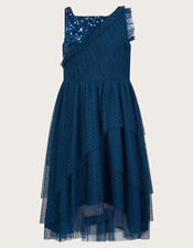 Kylie Sequin Shoulder Dress, Blue (NAVY), large