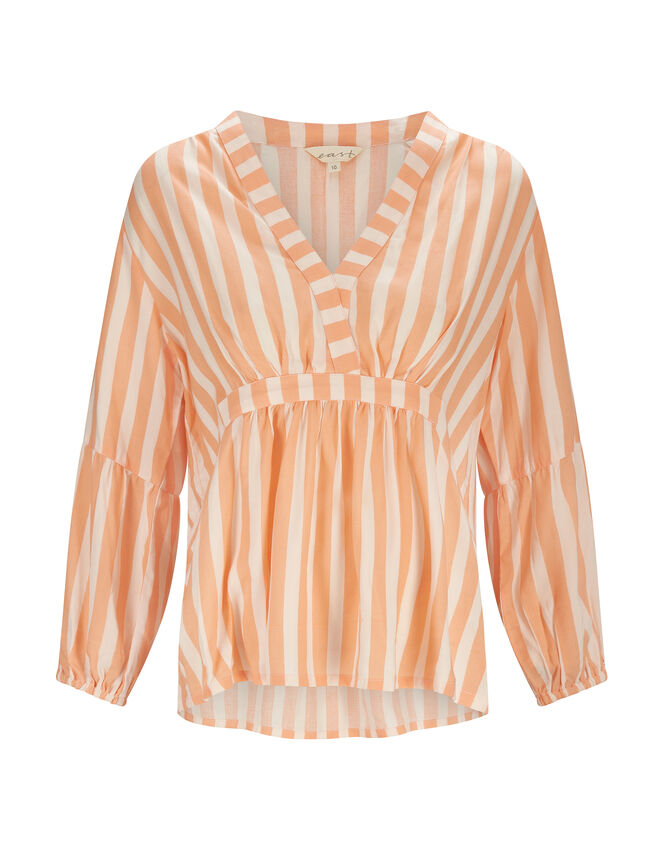 East Maeve V-Neck Stripe Blouse, Orange (PEACH), large