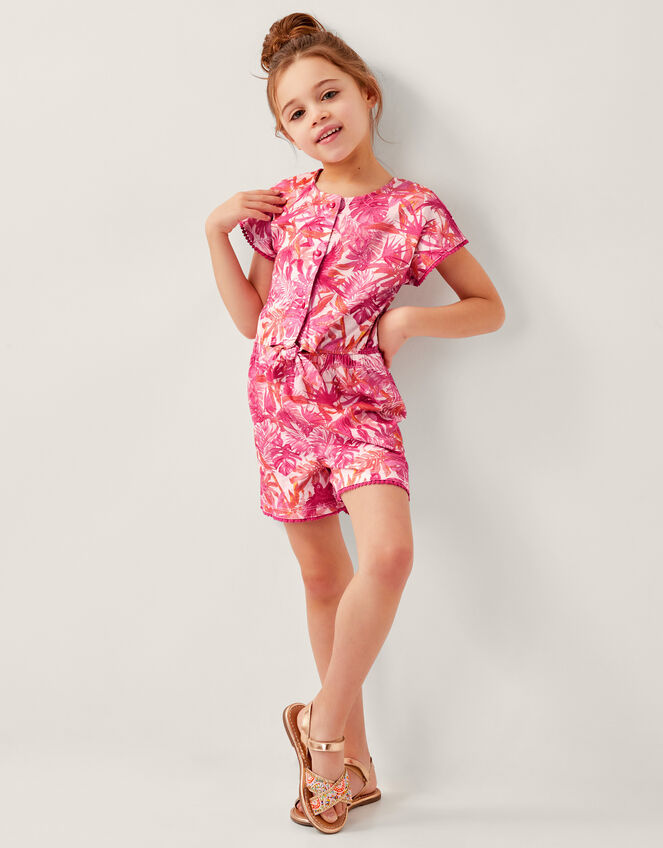 Birds Of Paradise Short Sleeve Romper, Pink (PINK), large