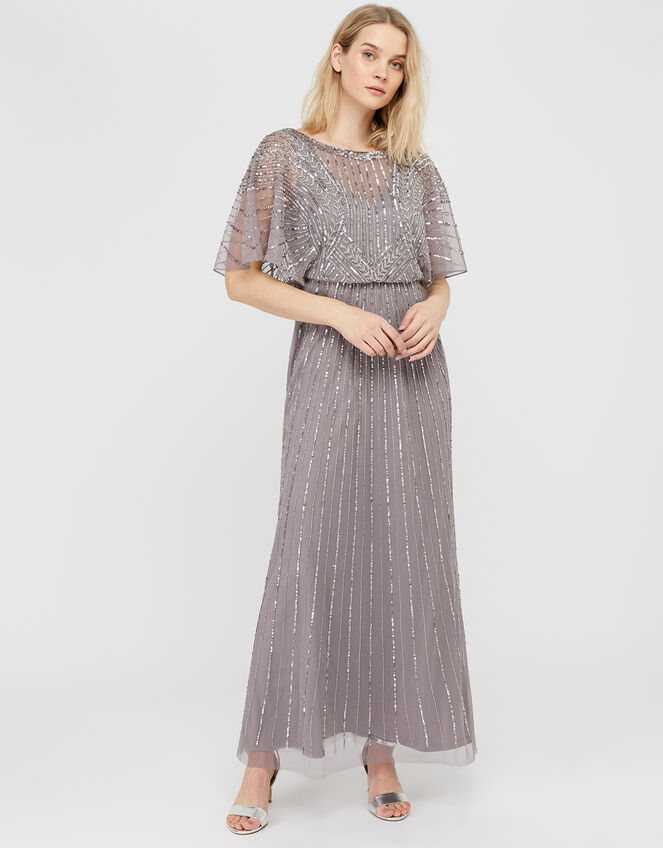 Tatiana Embellished Maxi Dress, Grey (GREY), large
