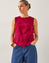 Orla Broderie Tank Top, Red (RED), large