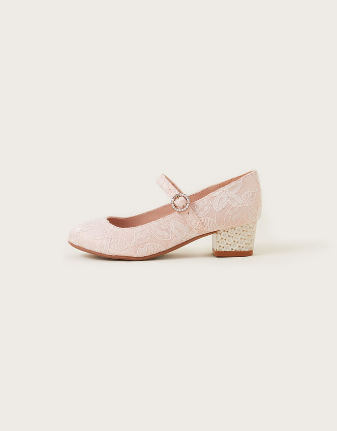 Lace Flower Heels, Pink (PINK), large