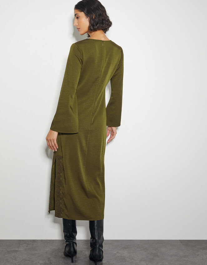 Nyla Lace Long Sleeve Midi Dress, Green (OLIVE), large