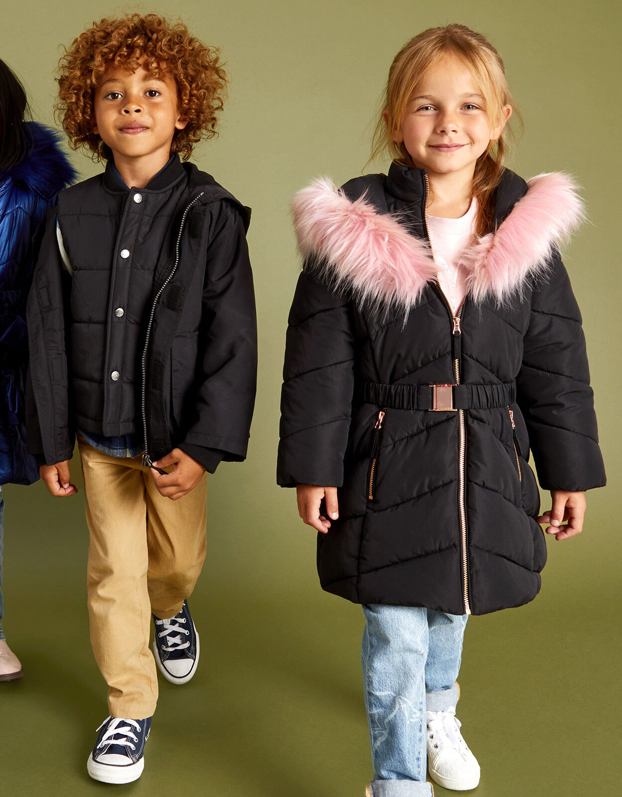 Girls faux top fur hooded coat