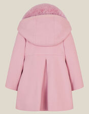 Baby Faux Fur Bow Coat, Pink (PINK), large