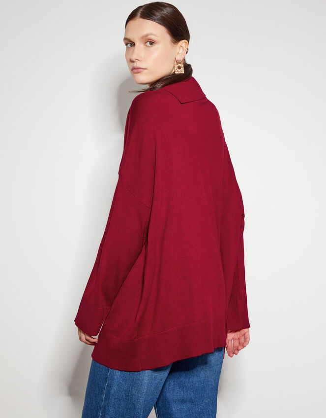 Beth Button Detail Sweater, Red (RED), large