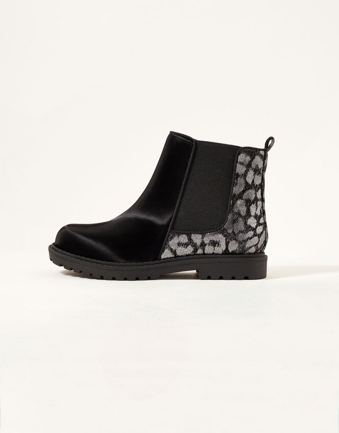 Metallic Animal Chelsea Boots, Black (BLACK), large
